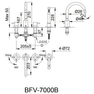 bản vẽ Vòi Bồn Tắm Sen Nóng Lạnh Inax BFV-7000B