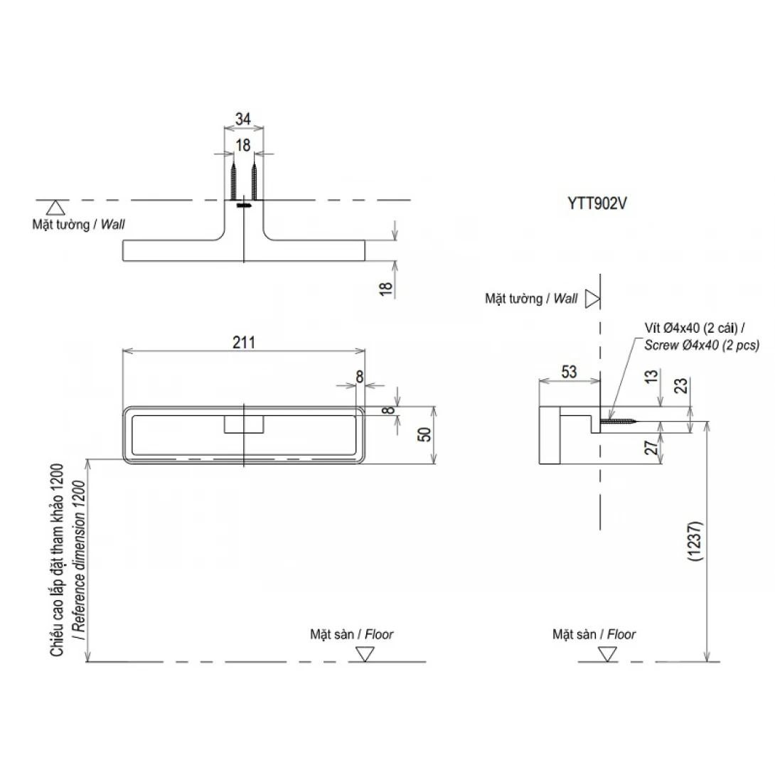 bản vẽ Vòng Treo Khăn Toto YTT902V Dòng G Dáng Tròn