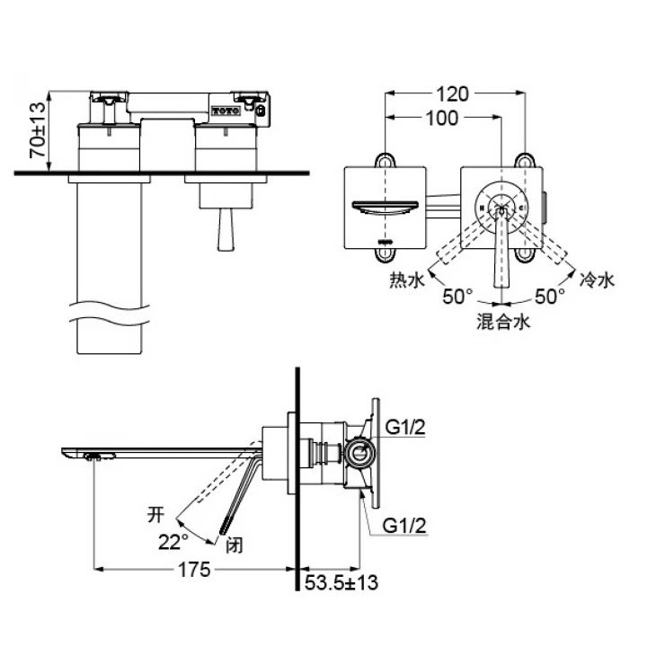 voi lavabo nong lanh toto tlp02309ba gan tuong chrome 1