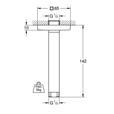 Thanh Treo Bát Sen GROHE 27485000 Gắn Trần 142 mm - Nội Thất Nhà Sang