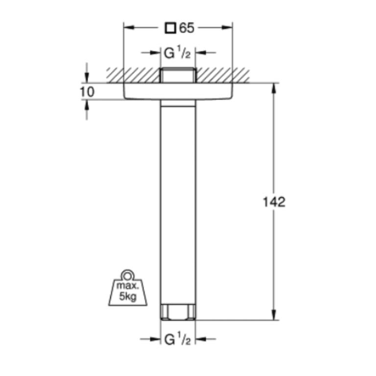 Thanh Treo Bát Sen GROHE 27485000 Gắn Trần 142 mm - Nội Thất Nhà Sang